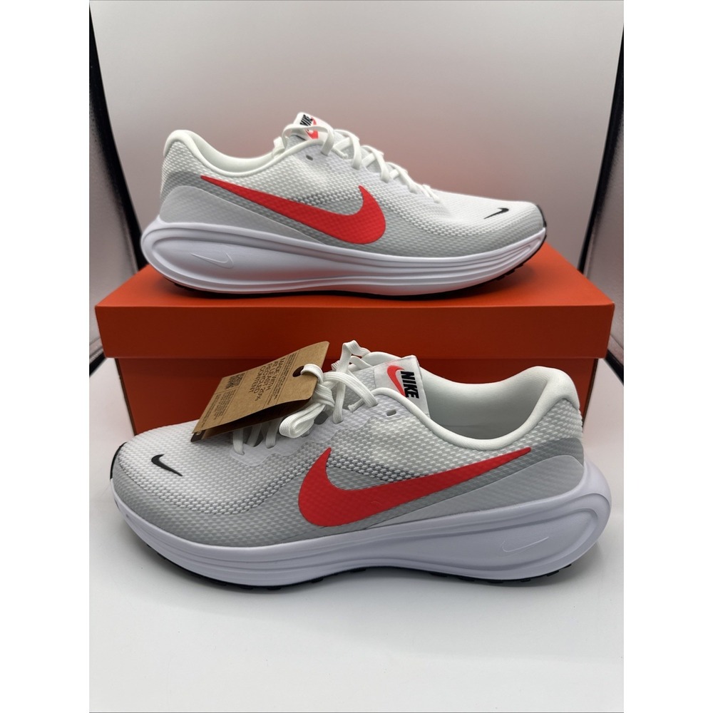 Nike Revolution 8 Running Shoes White Bright Crimson HJ9198-102 Men's‎ Sz 12 NWB